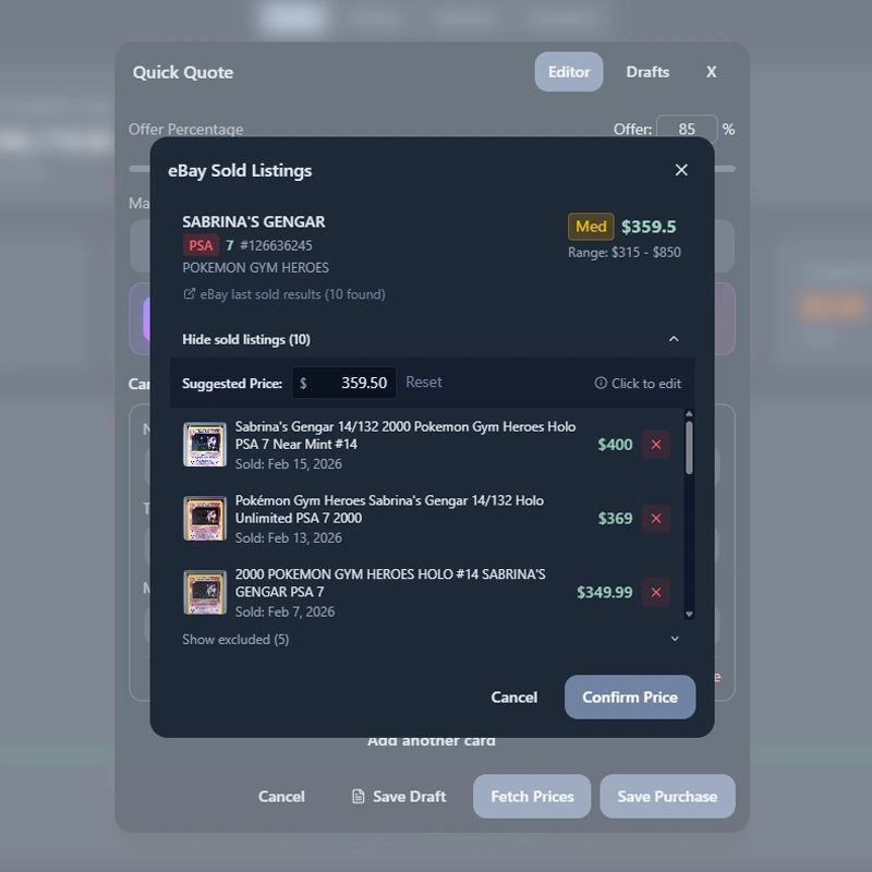 Vendilot eBay Price Integration