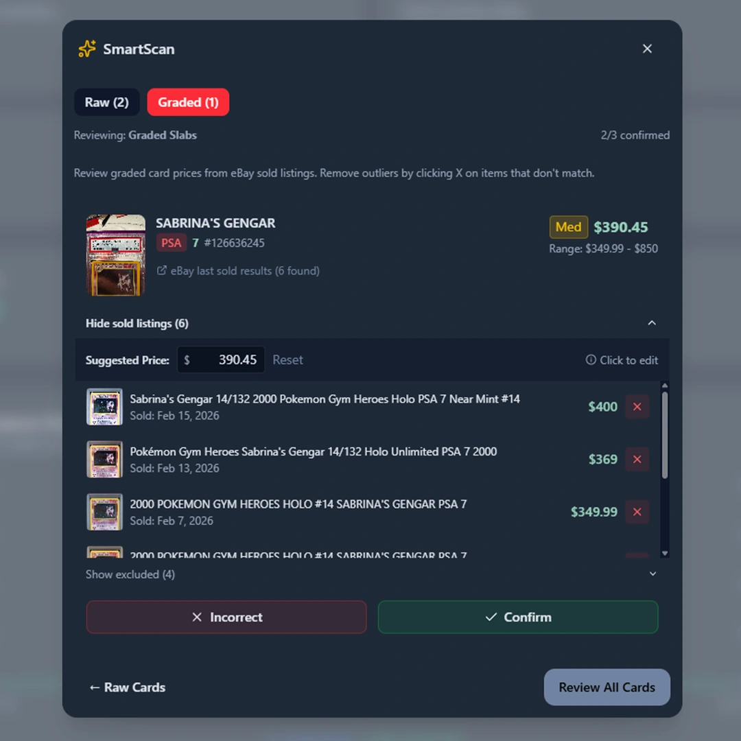 Vendilot Value pricing evidence and eBay sold comps
