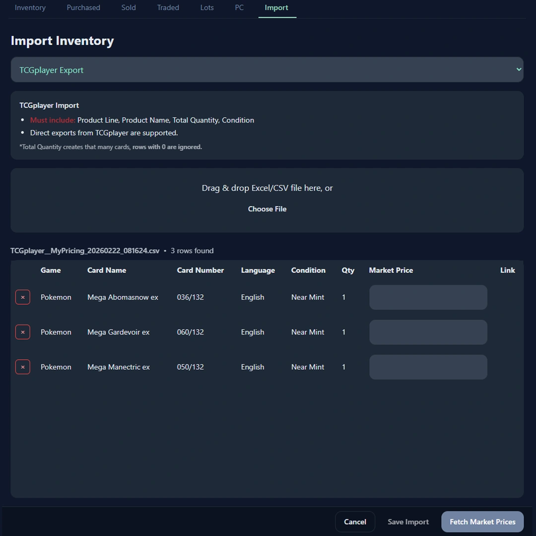 Vendilot inventory importer