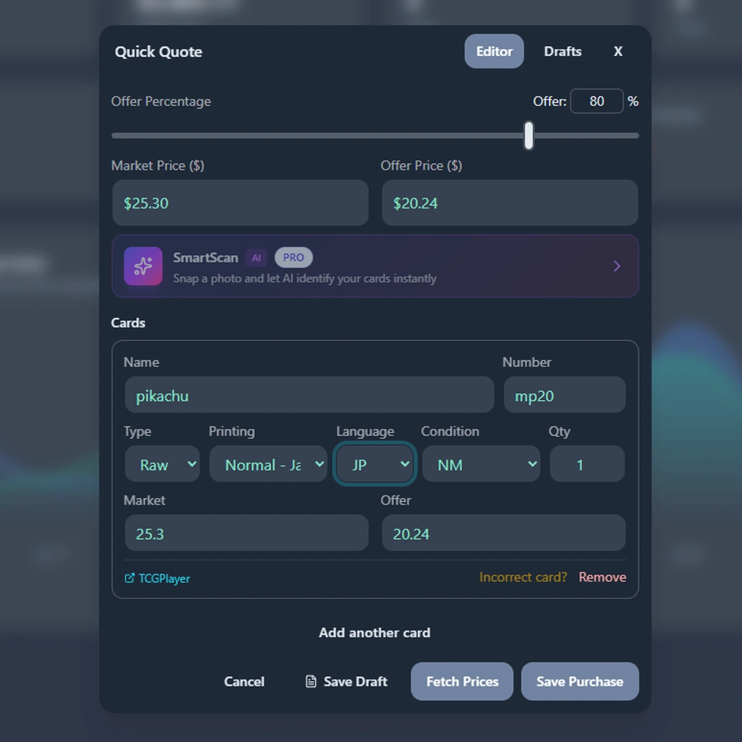 Trading card games supported by Vendilot