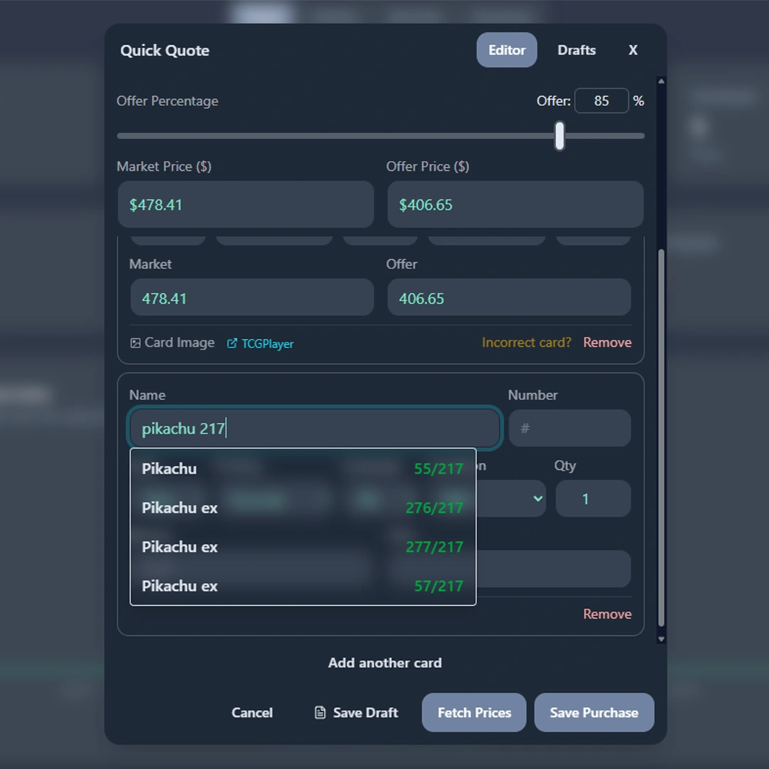 Vendilot Quick Quote Engine interface