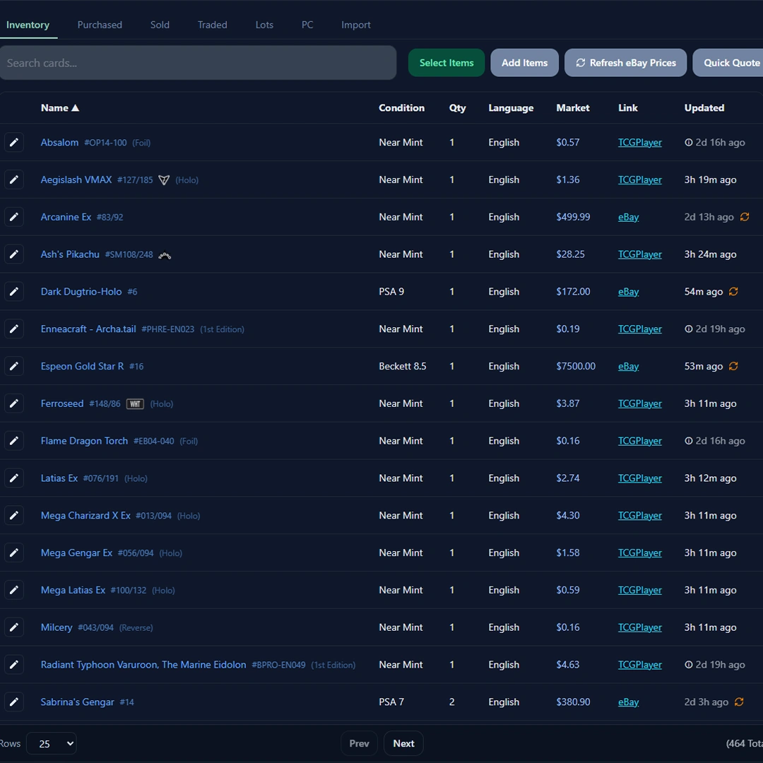 Vendilot inventory management interface