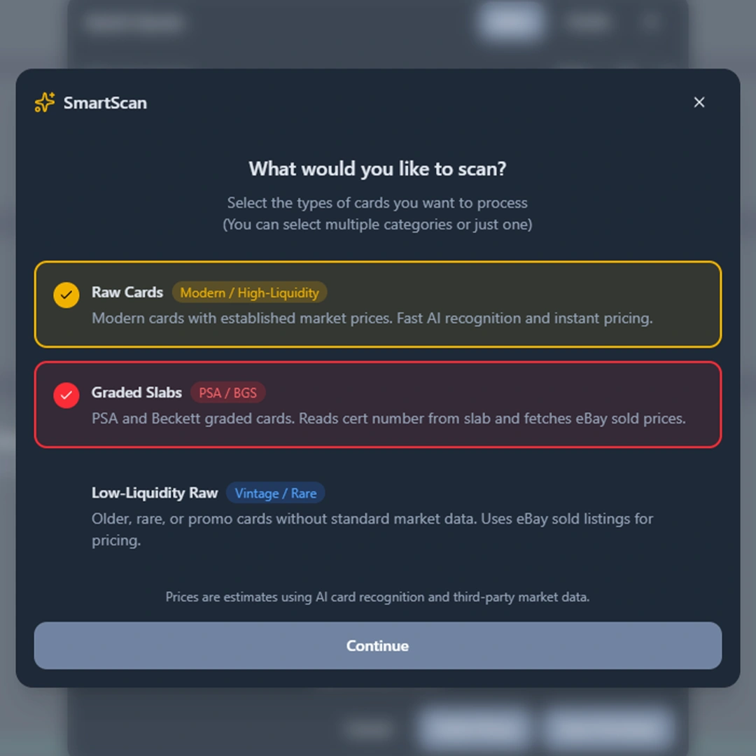 Vendilot SmartScan AI card detection