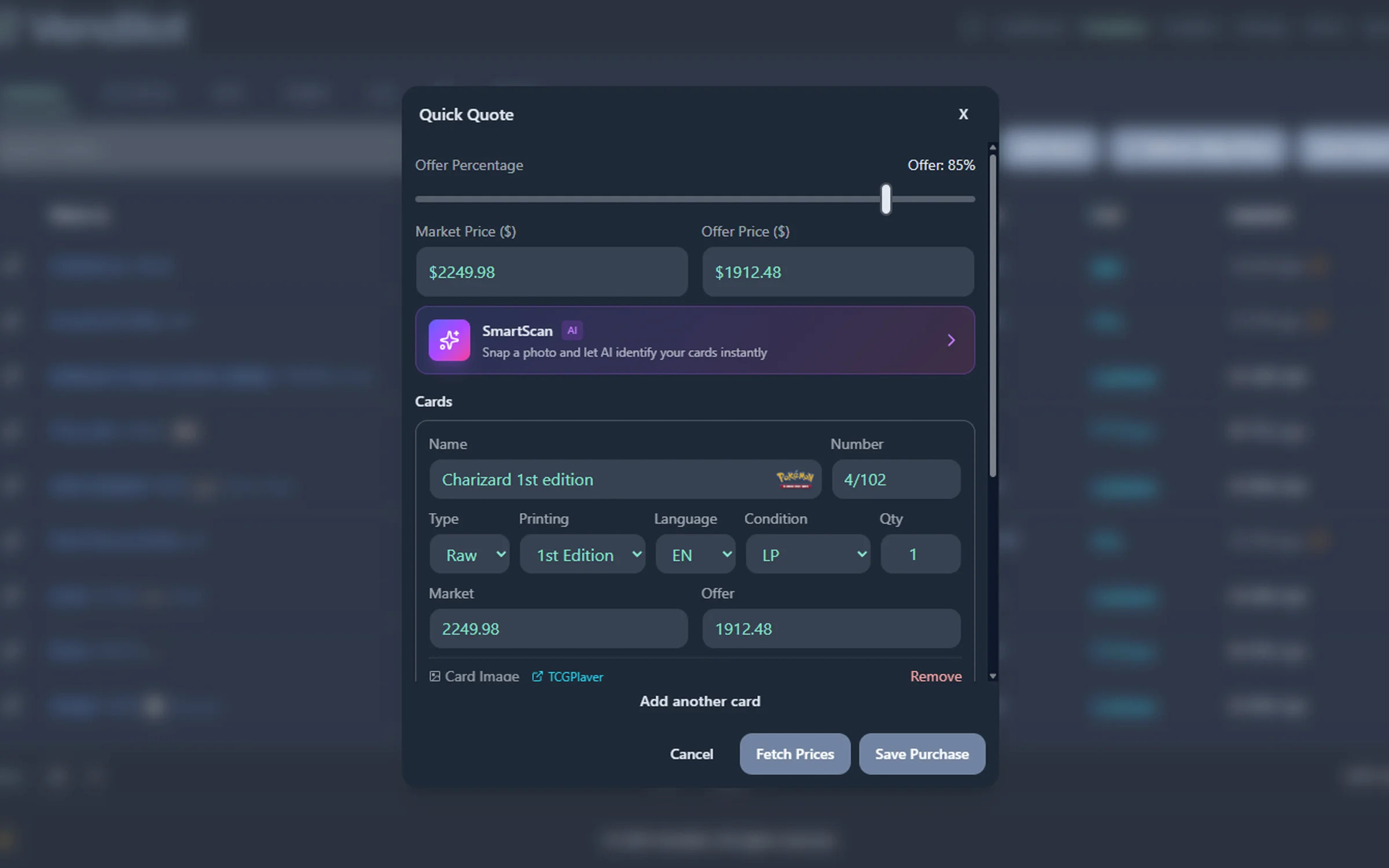 Vendilot Quick Quote interface